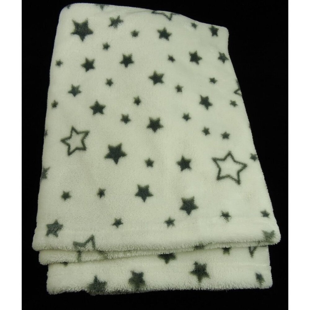 Little Linen Company Australia White Gray Star Fleece Blanket 30x40in